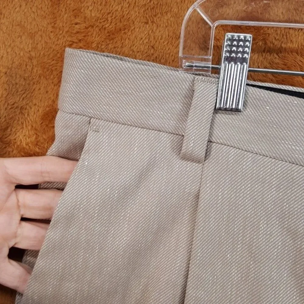 HUGO BOSS Pants Mens Sz 36 Tan Pleated Unfinished Hem Trouser FLORUS $198